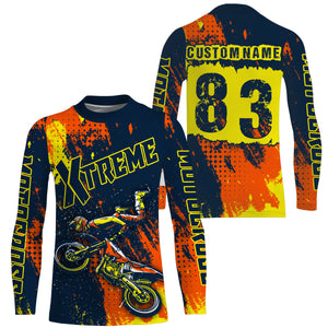 Personalized jersey adult kid yellow dirt bike shirt UV protective MX xtreme motorcycle PDT19