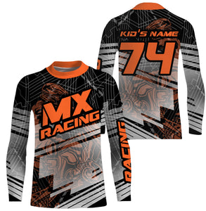 Youth men orange personalized Motocross riding jersey dirt bike off-road shirt  UPF30+ motorcycle PDT131