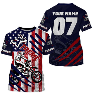 Personalized USA Motocross jersey youth women men UPF30+ dirt bike off-road extreme racing shirt PDT273