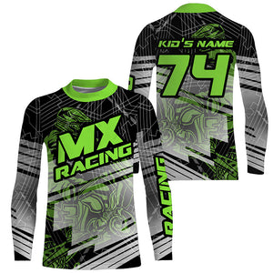 Youth Men Women Personalized Green Motocross Jersey Dirt Bike Off-Road Shirt UPF30+ Motorcycle PDT378