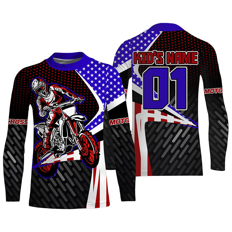 American Flag Motocross Jersey Personalized UPF30+ Dirt Bike MX Racing Off-road Motorcycle NMS1152