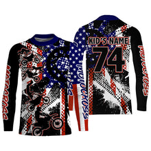 Load image into Gallery viewer, Patriotic dirt bike freestyle kid men women custom MX jersey UPF30+ USA Motocross gear racing shirt PDT349