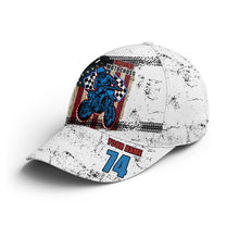 Load image into Gallery viewer, USA Flag Motocross Cap - Extreme Custom Name&amp;Number Dirt Bike Cap For Biker Patriotic BWB Hat CDT11