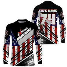 Load image into Gallery viewer, Extreme Motocross kid women men jersey UPF30+ USA flag dirt bike racing Patriotic motorcycle shirt  PDT350