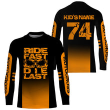 Load image into Gallery viewer, Custom orange Motocross jersey youth men women UPF30+ Ride Fast Die Last dirt bike off-road shirt PDT415