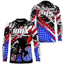 Load image into Gallery viewer, Race until you die Custom patriotic BMX racing jersey UPF30+ Adult kid cycling gear USA bike shirt| SLC78