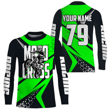 Load image into Gallery viewer, MX racing jersey green custom number Motocross kid adult UPF30+ off-road dirt bike shirt extreme PDT283