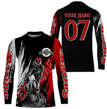 Load image into Gallery viewer, Motocross off-road jersey black red UPF30+ youth adult custom dirt bike racing long sleeve shirt PDT188