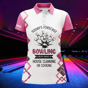 Personalized Women Polo Bowling Shirt Funny Pink Short Sleeve Team Polo Female Bowlers Jersey NBP08