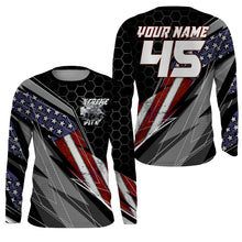 Load image into Gallery viewer, Custom ATV Motocross Jersey UPF30+ Quad Bike Shirt Racing Adult Youth American Flag Long Sleeves NMS1339