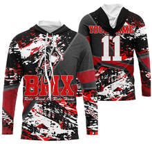 Load image into Gallery viewer, Personalized Red BMX jersey for adult kid UPF30+ riding shirt Off-road cycling gear bicycle clothes| SLC82