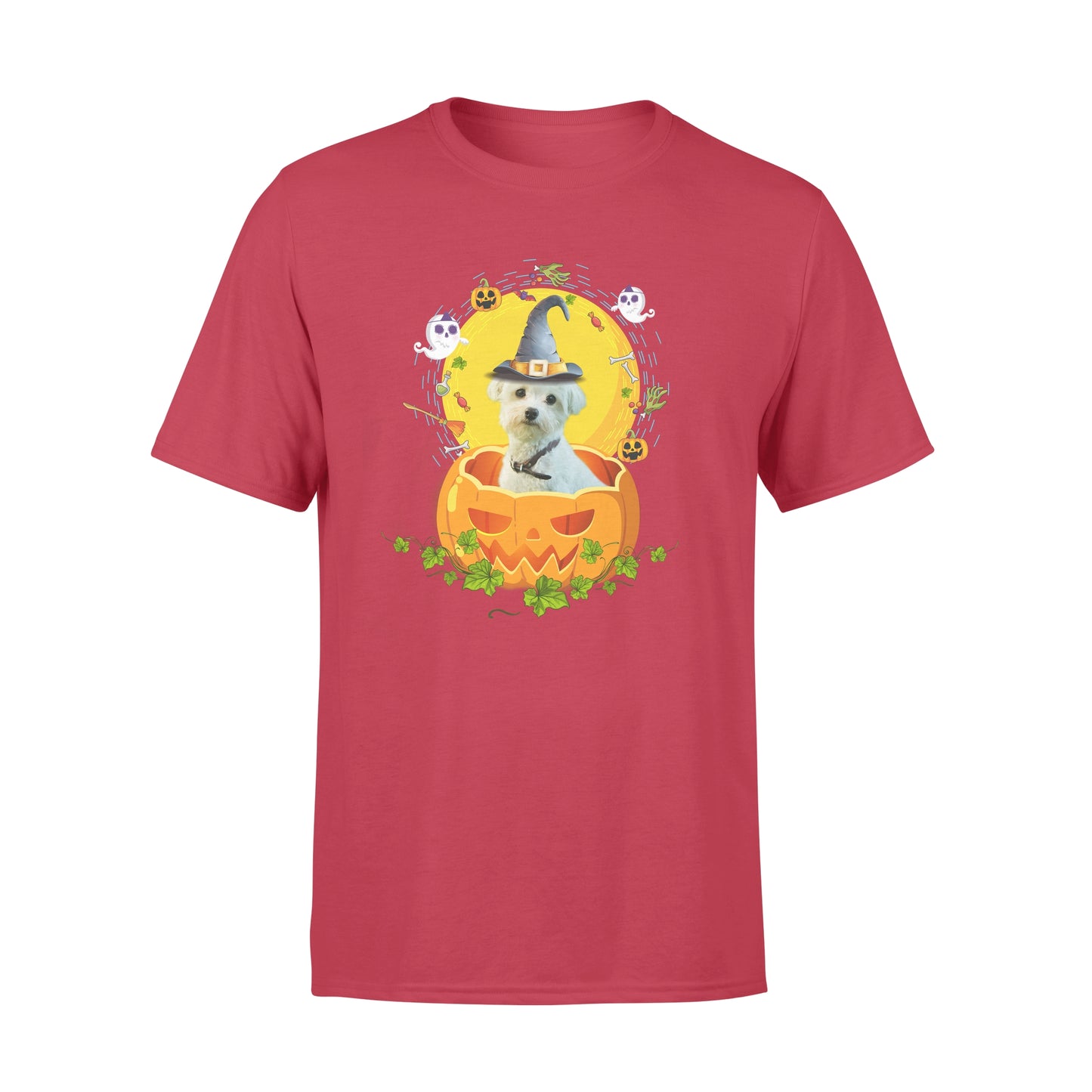 Custom photo dog halloween pumpkin personalized t-shirt