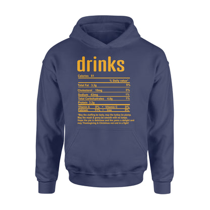 Drinks nutritional facts happy thanksgiving funny shirts - Standard Hoodie