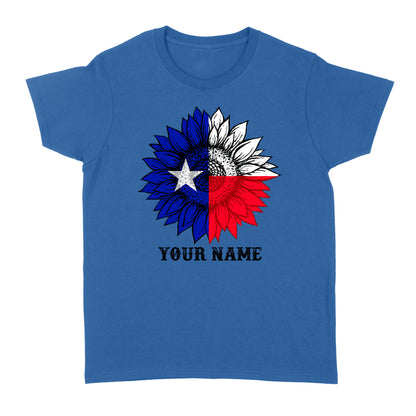 Texas flag sunflower customized name patriot Texas state flag Women's T-shirt D03 NQS2495