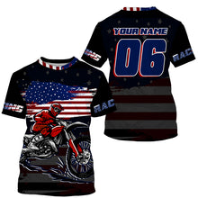 Load image into Gallery viewer, USA Motocross kid adult jersey personalized upf30+ patriotic off-road biker shirt motorcycle PDT438