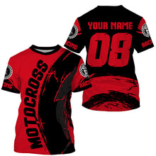 Load image into Gallery viewer, Kid&amp;adult red motocross jersey custom youth Dirt Bike upf30+ off-road shirt biker motorcycle PDT419