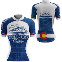 Load image into Gallery viewer, Navy Colorado men women&#39;s cycling jersey with 3 pockets UPF50+ full zip mountain bike bmx shirt| SLC167