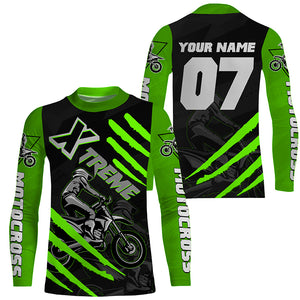 Xtreme Motocross kid&adult custom UV green MX jersey biker racing shirt motorcycle long sleeves PDT223