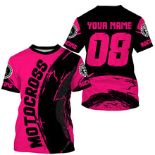 Load image into Gallery viewer, Personalized Motocross jersey pink youth girl UPF30+ MX racing dirt bike off-road long sleeves PDT229