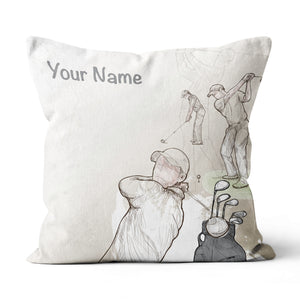 Vintage Hand Drawn Golfer Customized Pillow Personalized Golfing Gifts LDT1116