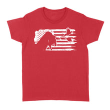 Load image into Gallery viewer, Pheasant hunting with dog American flag patriotic hunting, dog hunting pheasant shirt D01 NQS2582 Standard Women&#39;s T-shirt