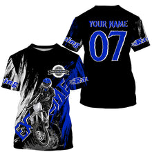 Load image into Gallery viewer, Extreme blue Motocross off-road jersey UPF30+ youth adult custom dirt bike racing shirt PDT339