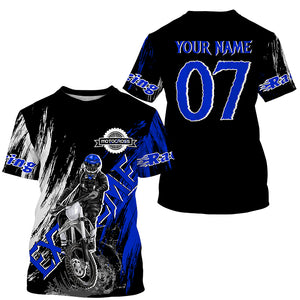 Extreme blue Motocross off-road jersey UPF30+ youth adult custom dirt bike racing shirt PDT339