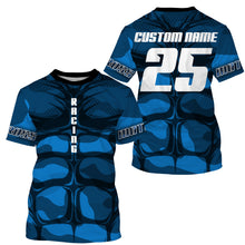 Load image into Gallery viewer, Custom motocross jersey blue muscle UPF30+ kid men women MX racing dirt bike off-road motorcycle NMS991