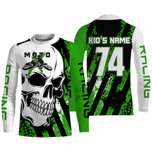 Load image into Gallery viewer, Skull MotoX jersey custom number motocross UV protective green dirt bike racing motorcycle racewear NMS948