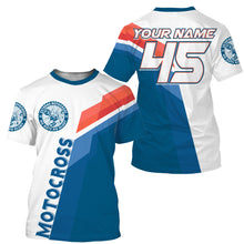 Load image into Gallery viewer, Custom number&amp;name MX dirt bike racing jersey blue white UPF30+ youth adult Xtreme motorcycle shirt PDT172