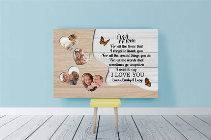 Thank You Mom Personalized Canvas Thoughtful Mother's Day Gift Custom Photo Collage for Best Mom Ever N2538