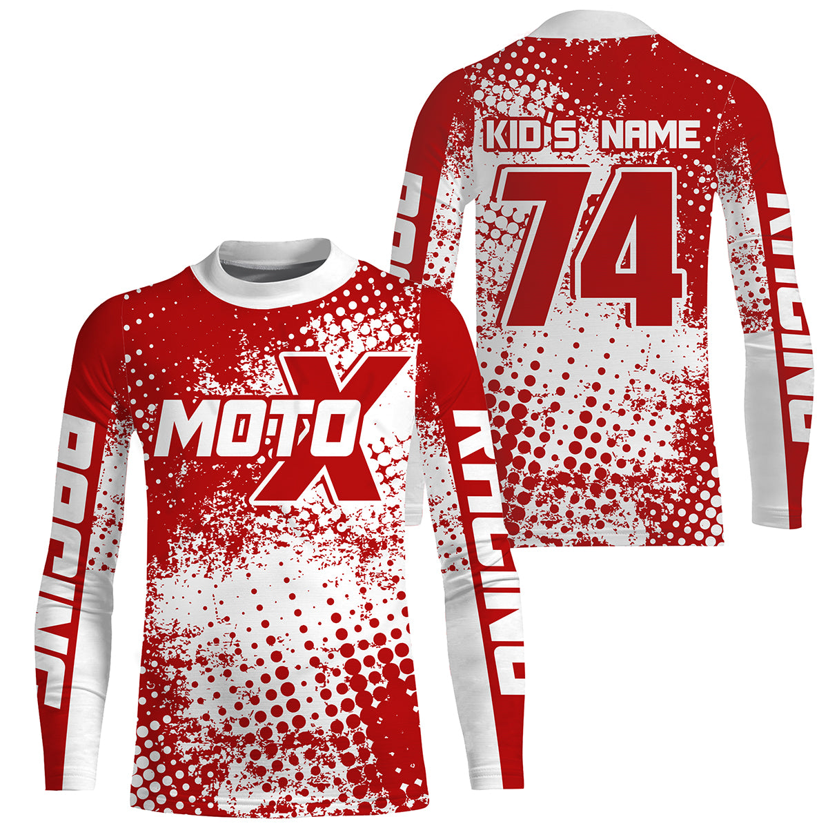 Motocross custom kid youth adult dirt bike jersey red MX racing shirt UPF30+ extreme racewear PDT91