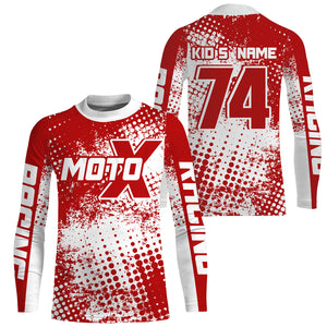 Motocross custom kid youth adult dirt bike jersey red MX racing shirt UPF30+ extreme racewear PDT91