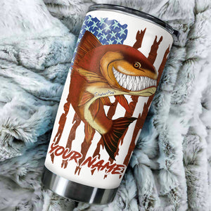 1pc funny Redfish fishing American flag ChipteeAmz's art Custom Stainless Steel Tumbler Cup AT063