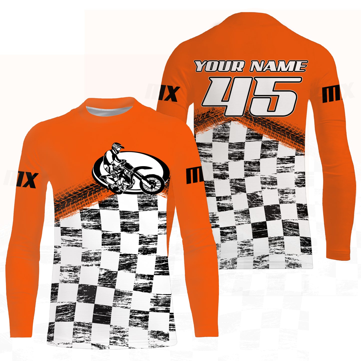 Flag racing jersey Motocross custom for kids men women orange UPF30+ dirt bike off-road motorcycle PDT128