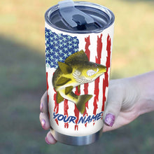 Load image into Gallery viewer, 1pc Walleye fishing American flag angry Walleye ChipteeAmz's art Custom Stainless Steel Tumbler Cup AT059