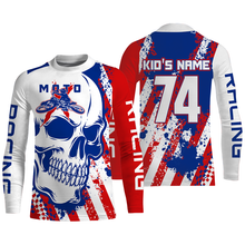 Load image into Gallery viewer, Skull MotoX jersey custom motocross UV American flag Patriotic dirt bike racing motorcycle racewear NMS947