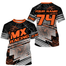 Load image into Gallery viewer, Youth men orange personalized Motocross riding jersey dirt bike off-road shirt  UPF30+ motorcycle PDT131