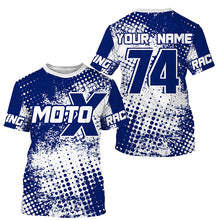 Load image into Gallery viewer, Custom dirt bike kid adult jersey UPF30+ blue Motocross shirt extreme racing racewear motorcycle PDT387