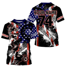 Load image into Gallery viewer, Patriotic dirt bike freestyle kid men women custom MX jersey UPF30+ USA Motocross gear racing shirt PDT349