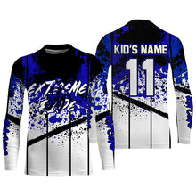 Load image into Gallery viewer, Custom Motocross jersey kid&amp;adult MotoX extreme dirt road UV protective blue dirt bike shirt PDT368
