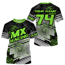 Load image into Gallery viewer, Youth Men Women Personalized Green Motocross Jersey Dirt Bike Off-Road Shirt UPF30+ Motorcycle PDT378