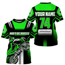 Load image into Gallery viewer, Personalized green Motocross jersey UPF30+ youth&amp;adult dirt bike riding off-road extreme MX shirt PDT256