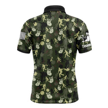 Load image into Gallery viewer, Personalized Men Polo Bowling Shirt Camo Balls and Pins Team Short Sleeves Men Bowlers Jersey NBP12