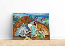 Load image into Gallery viewer, Texas Slam fishing art drink beer with ChipteeAmz&#39;s fish art canvas AT003