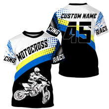 Load image into Gallery viewer, Custom motocross jersey blue UPF30+ men women kid dirt bike racing off-road motorcycle long sleeve NMS1003
