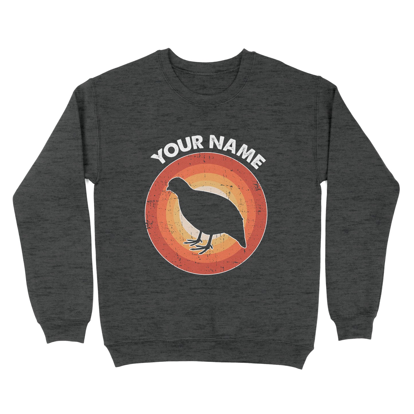 Quail Retro Vintage Sunset Custom Name Shirt, Quail Hunting Shirt, Gift for Quail Lover, Bird Lover Standard Sweatshirt FSD2350D08