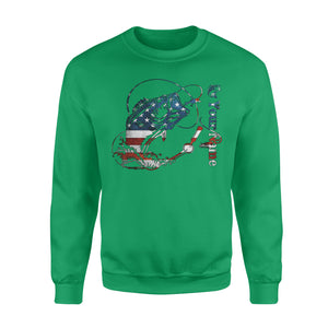 US Bass Fishing American Flag Custom name Crew Neck Sweatshirt D02 NQS1248