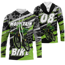 Load image into Gallery viewer, Green MTB jersey UPF30+ mountain bike jersey kids bike shirt mens downhill clothes cycling gear| SLC256