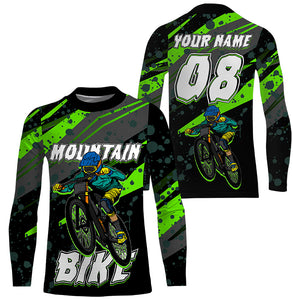 Custom green adult kid MTB jersey UPF30+ Mountain bike shirt youth boys girls cycling clothes mens| SLC230